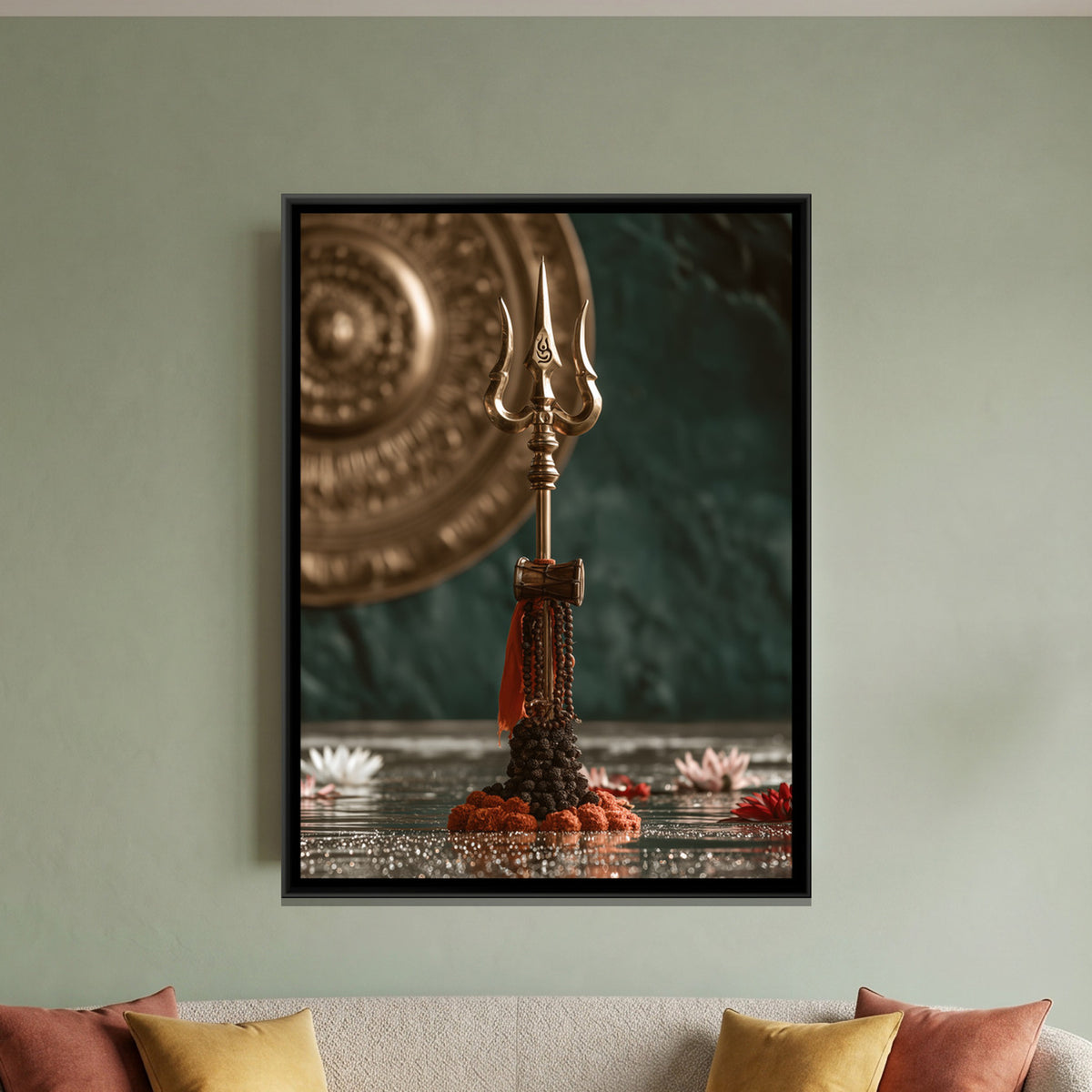Mahadev Trishul — framed canvas art hung on a wall
