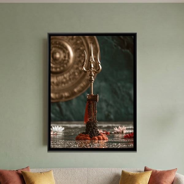 Mahadev Trishul — framed canvas art hung on a wall