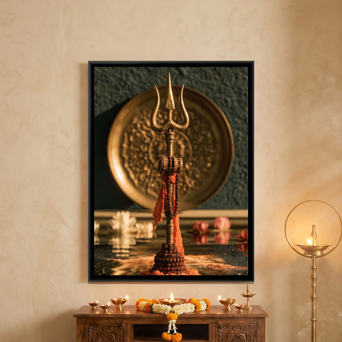 Mahadev Trishul — framed canvas art hung on a wall