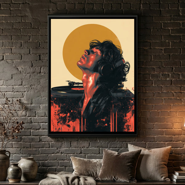 Vinyl Record Listener — framed canvas art hung on a wall