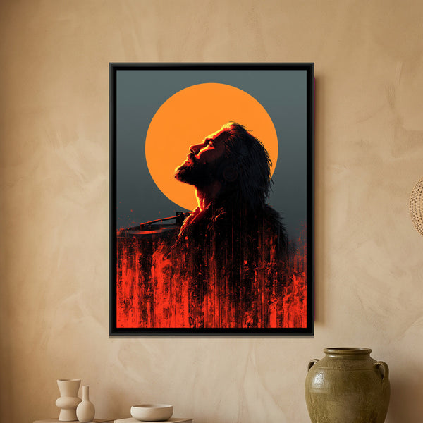 Vinyl Record Listener — framed canvas art hung on a wall