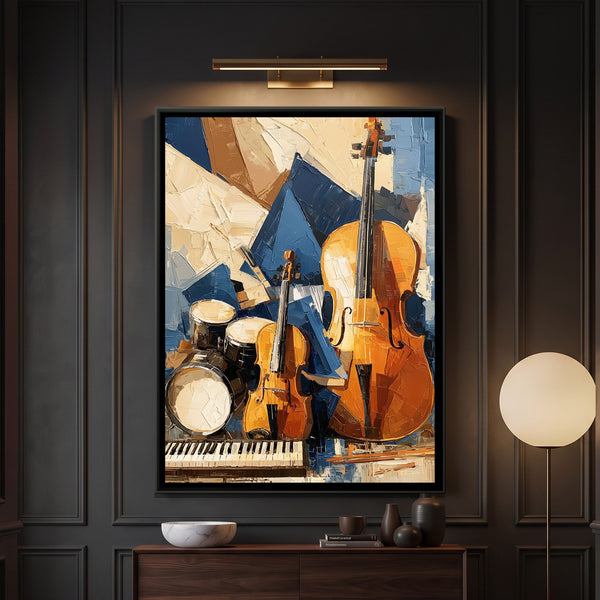 Musical Instruments — framed canvas art hung on a wall