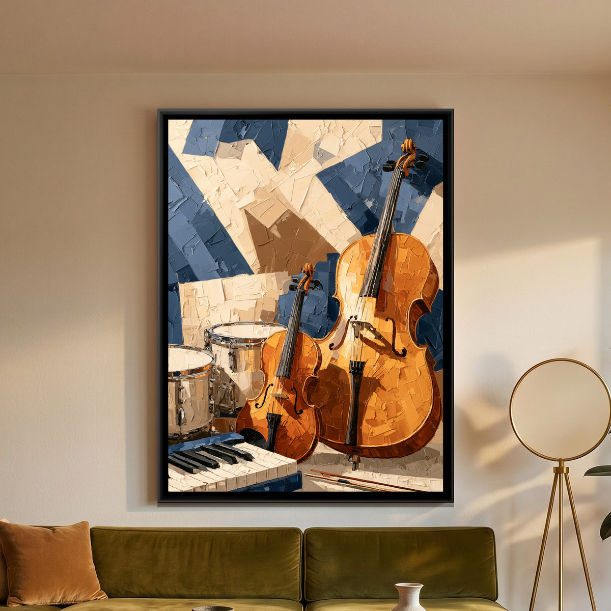 Musical Instruments — framed canvas art hung on a wall