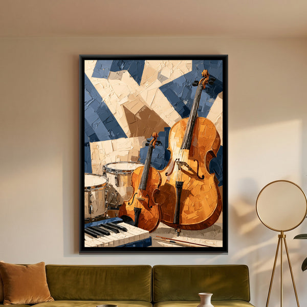 Musical Instruments — framed canvas art hung on a wall