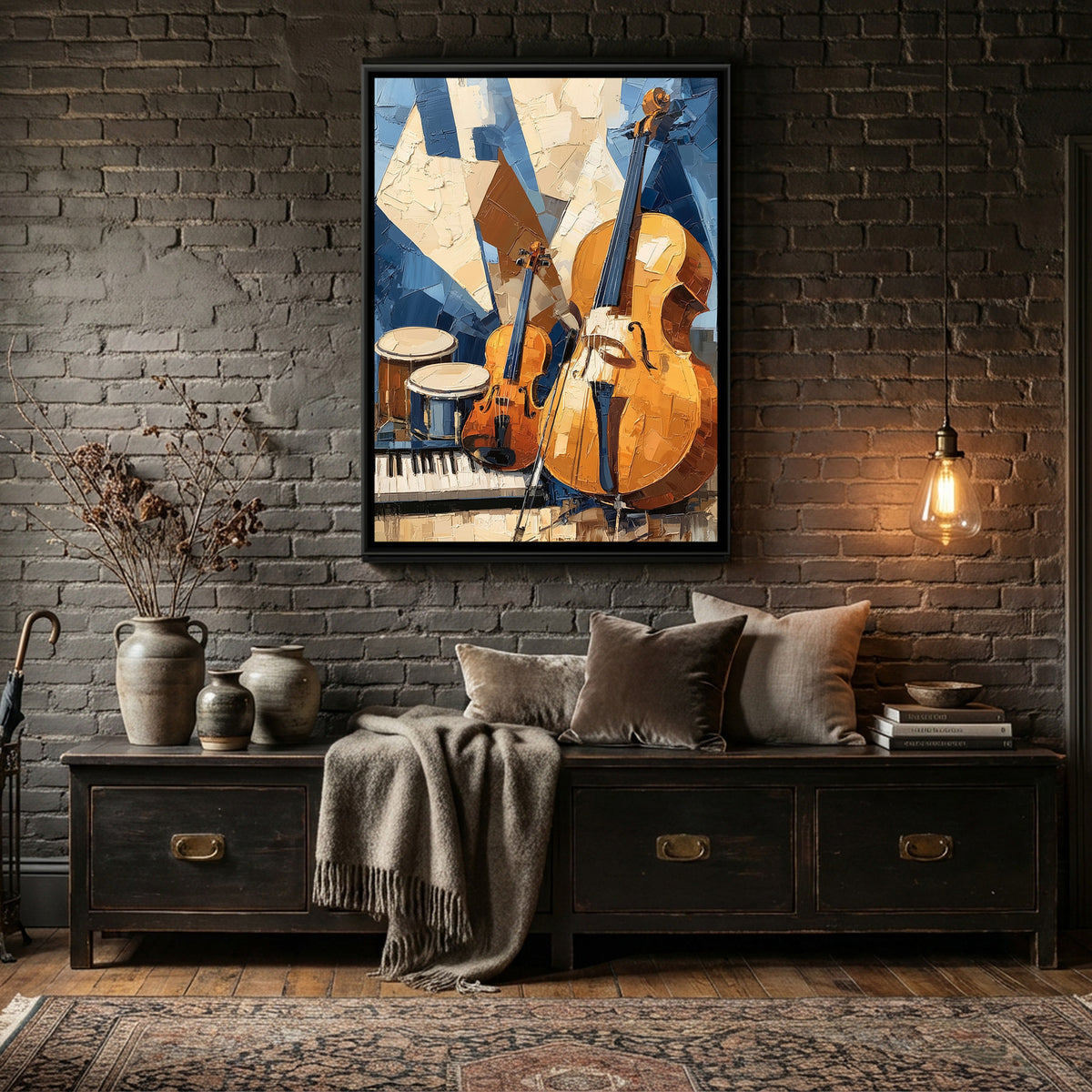 Musical Instruments — canvas art shown in a second room setting