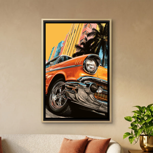 Vintage Car — framed canvas art hung on a wall