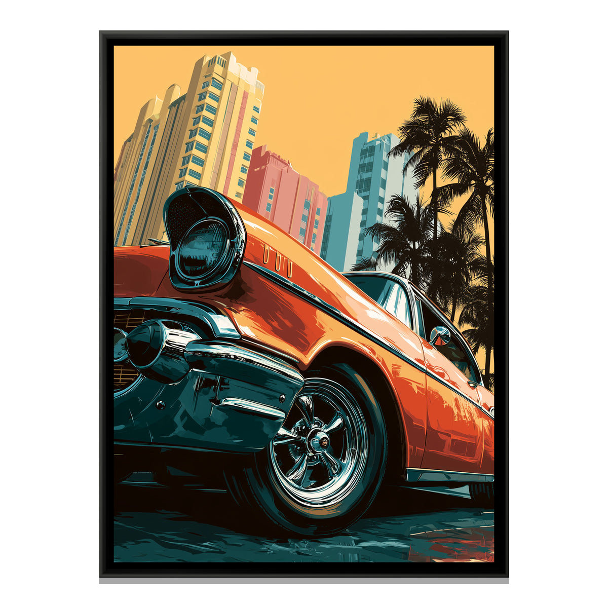 Vintage Car — framed canvas print, front view