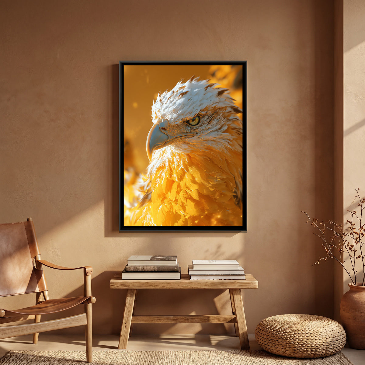 Eagle Head — canvas art shown in a second room setting