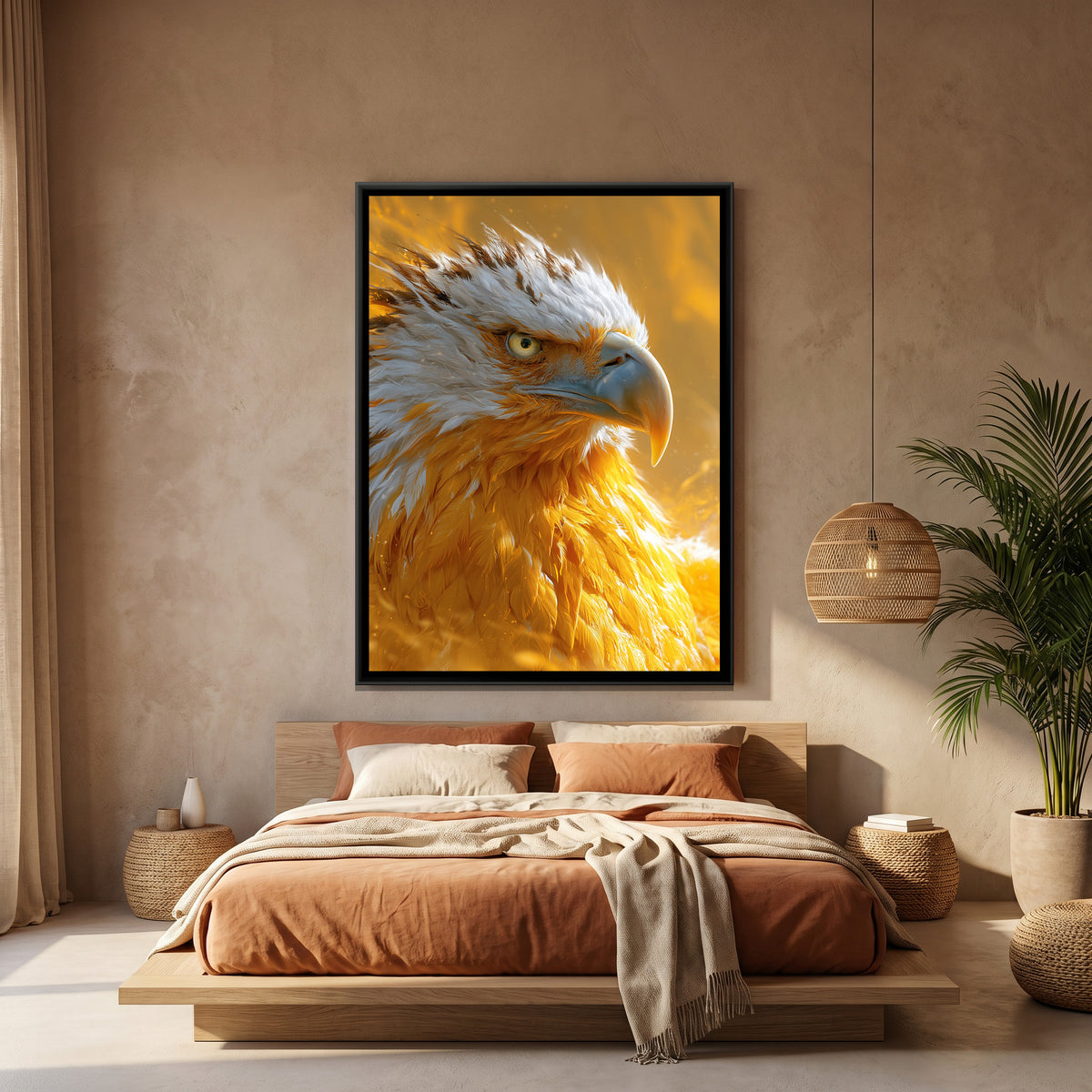 Eagle Head — canvas art shown in a second room setting