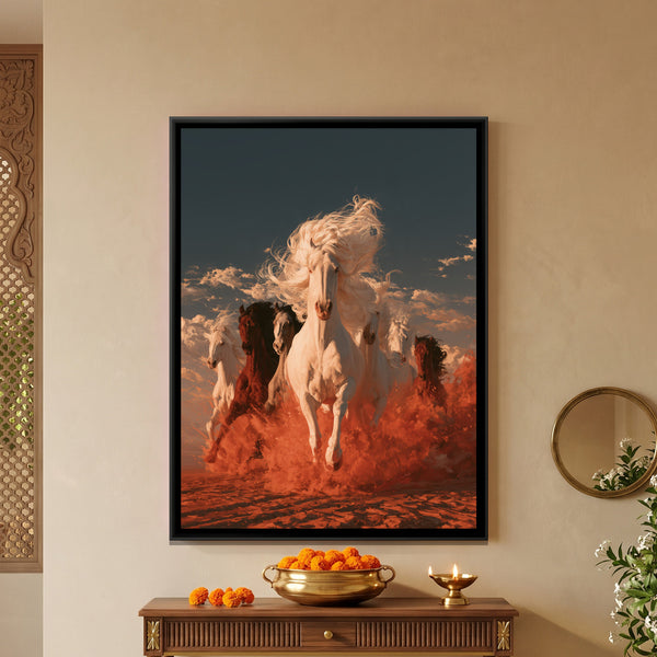 7 Horses — framed canvas art hung on a wall