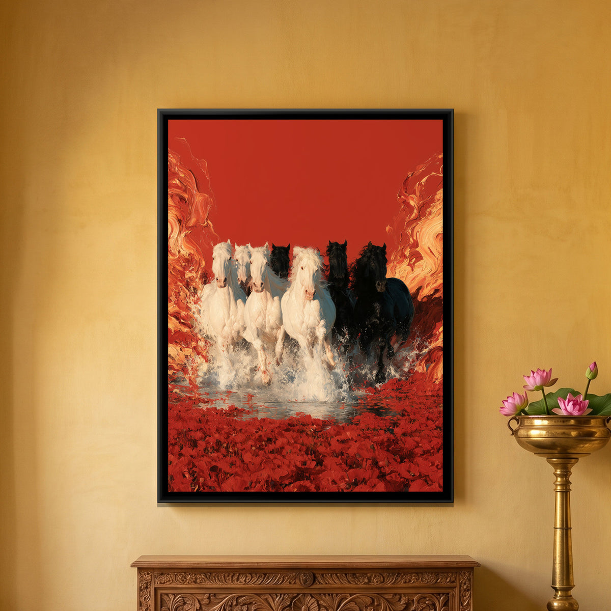 7 Horses — framed canvas art hung on a wall
