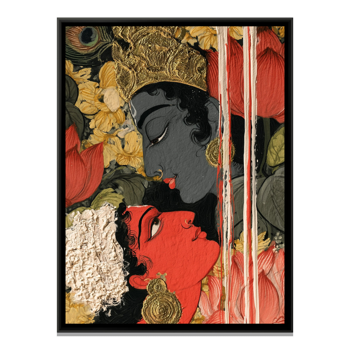 Shri Radha Krishna — framed canvas print, front view