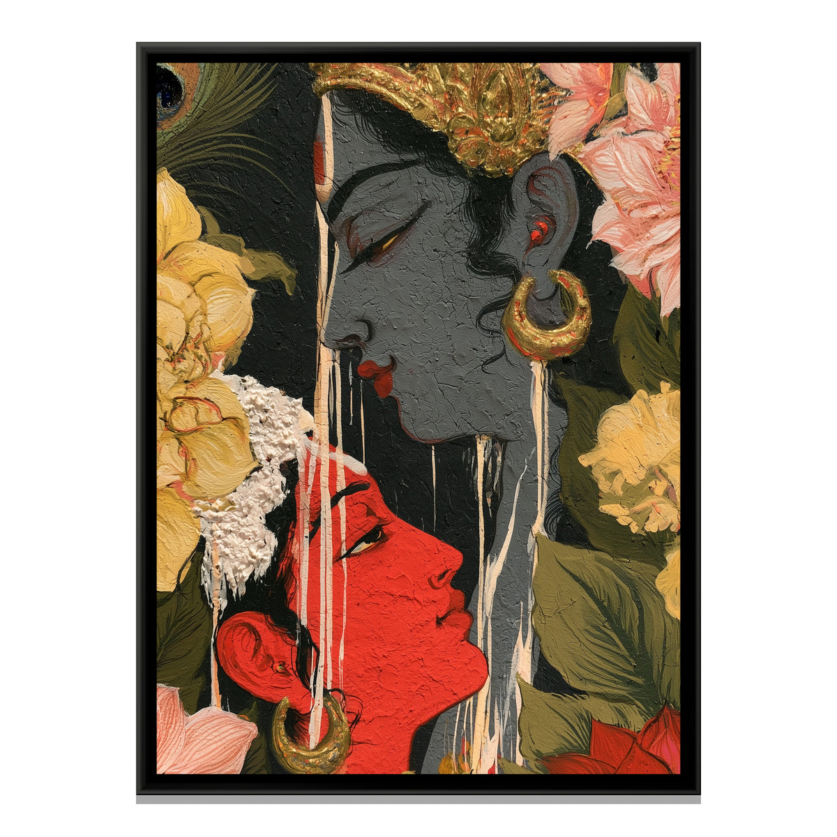 Shri Radha Krishna — framed canvas print, front view