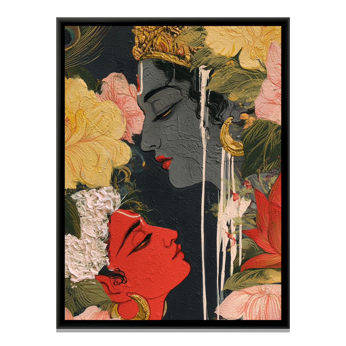 Shri Radha Krishna — framed canvas print, front view