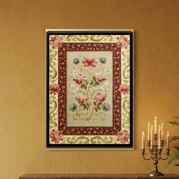 Mughal Floral Bouquet — framed canvas art hung on a wall