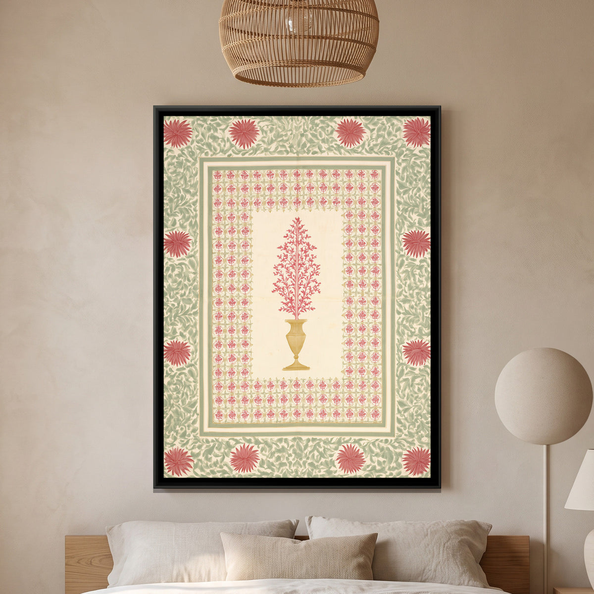 Mughal Flowering Tree — framed canvas art hung on a wall