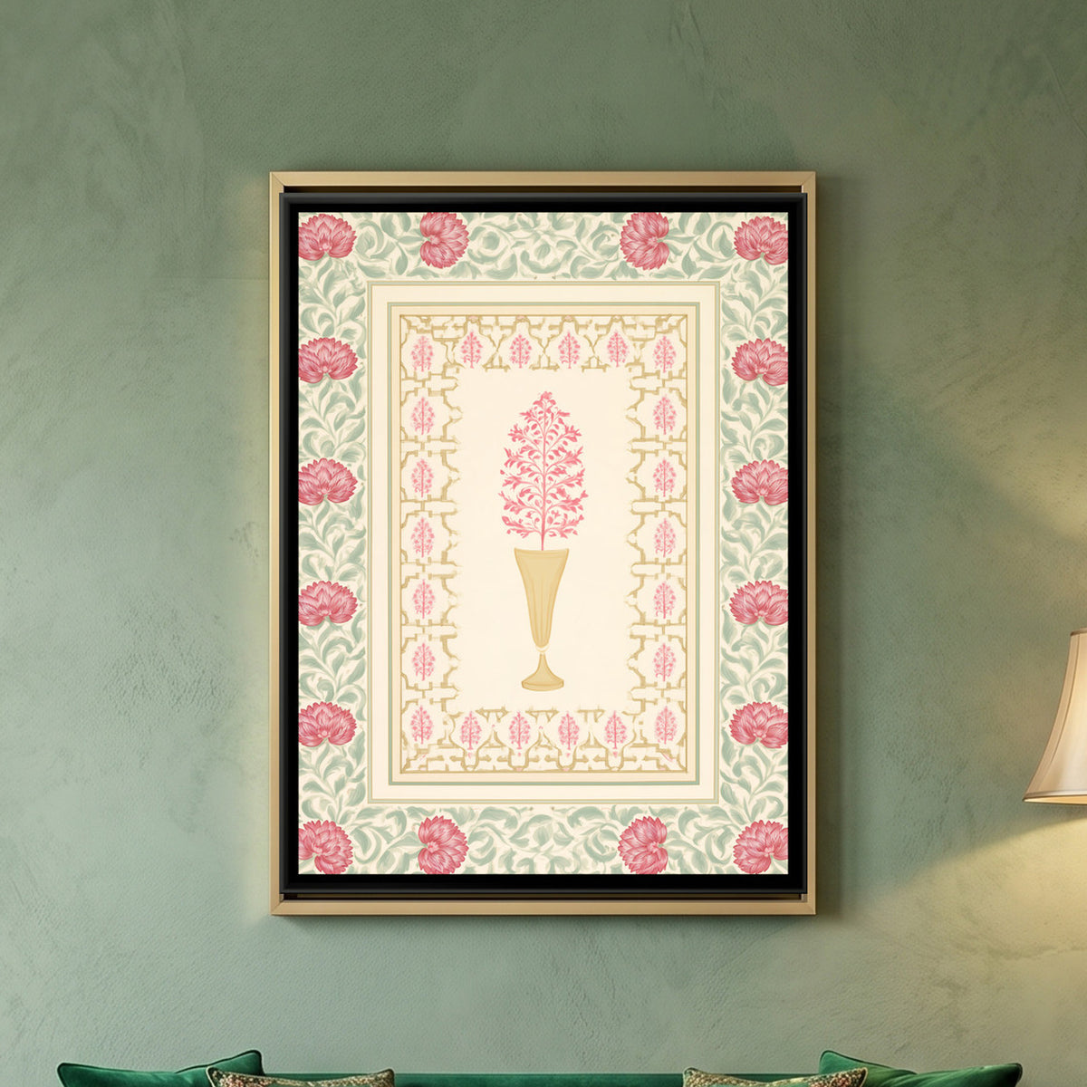 Mughal Flowering Tree — framed canvas art hung on a wall