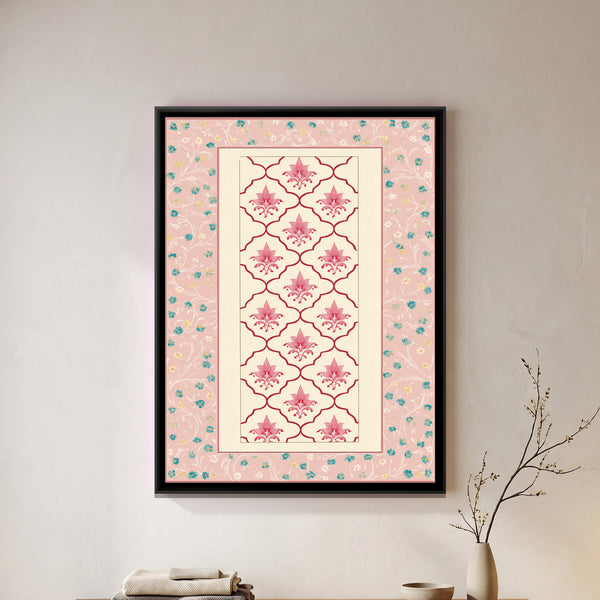 Mughal Floral Lattice — framed canvas art hung on a wall