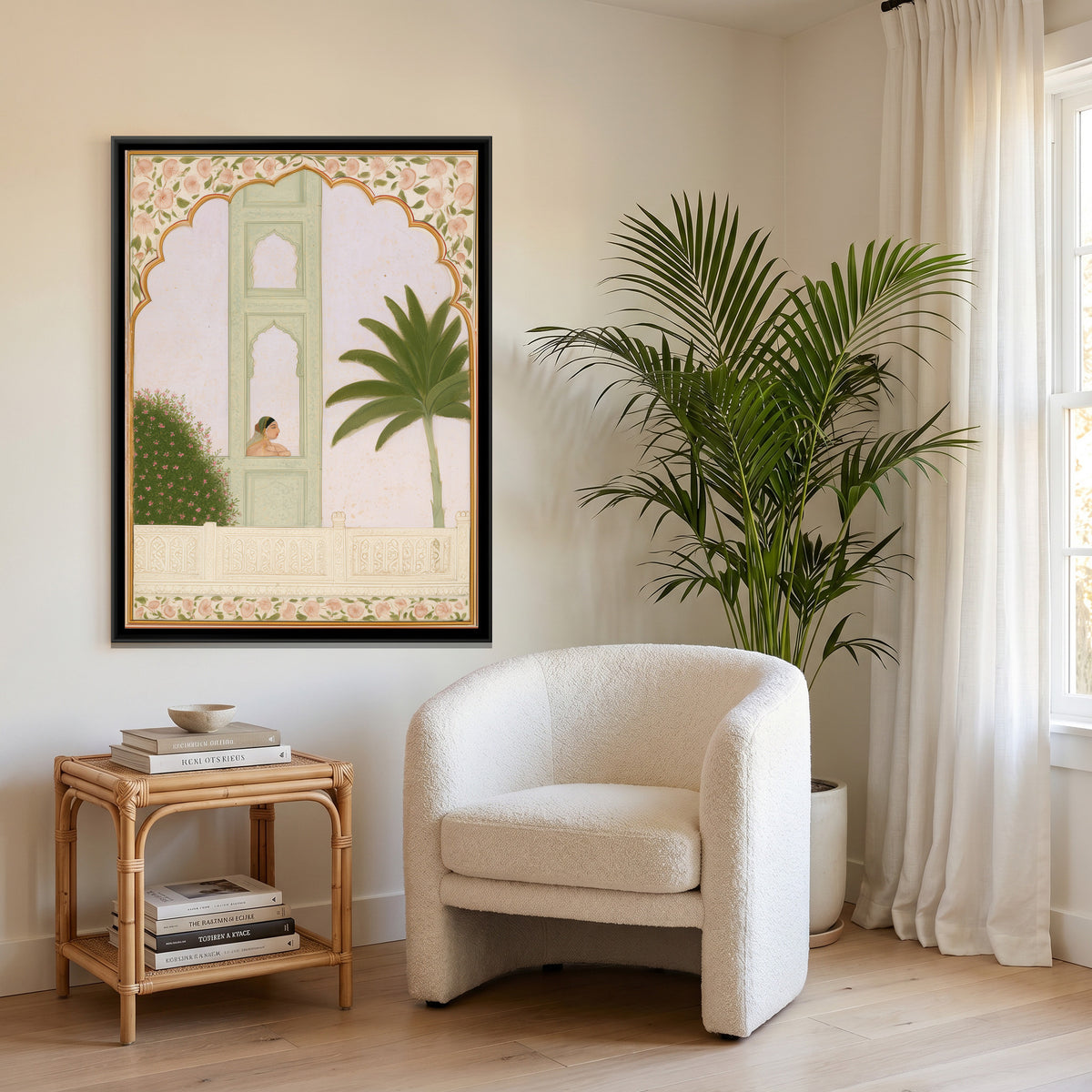 Mughal Lady — canvas art shown in a styled room