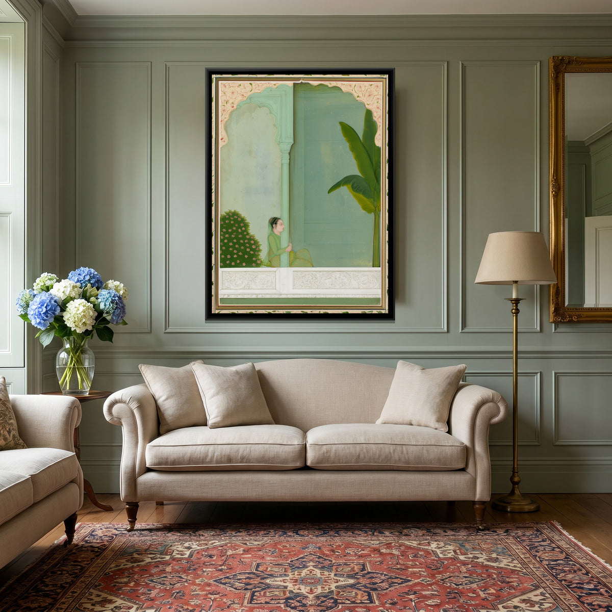Mughal Lady — canvas art shown in a styled room