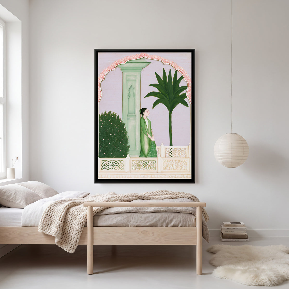 Lady on a Palace Terrace — canvas art shown in a second room setting