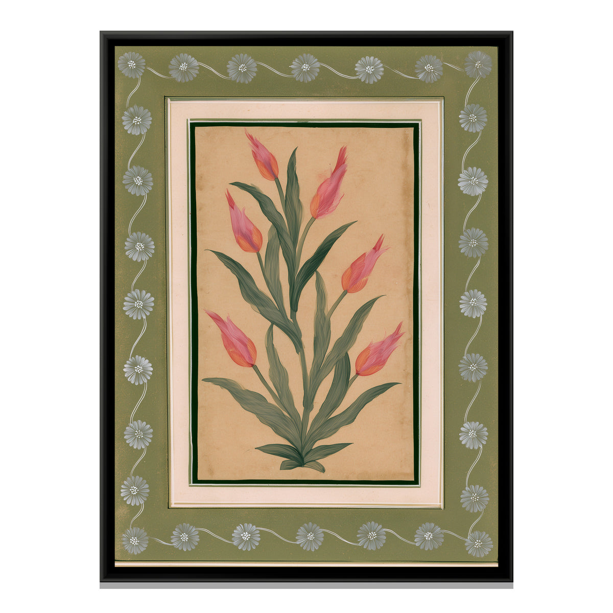 Mughal Tulips — framed canvas print, front view