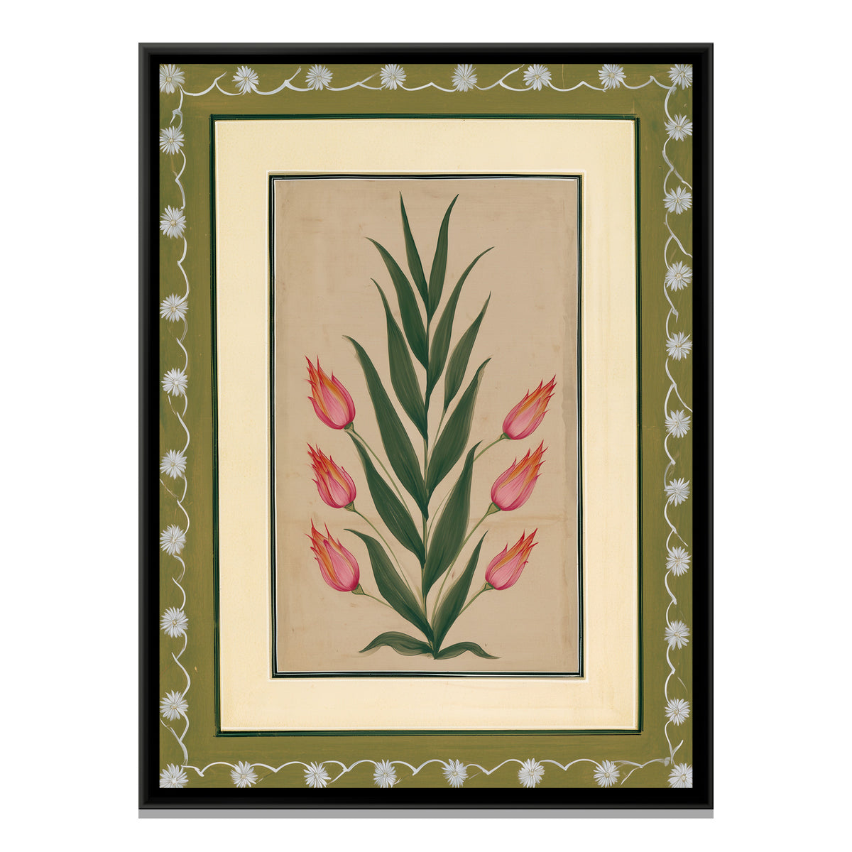 Mughal Tulips — framed canvas print, front view