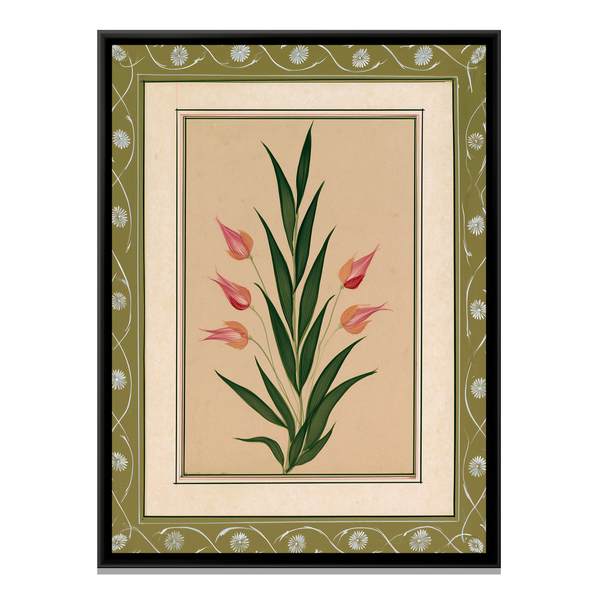 Mughal Tulips — framed canvas print, front view