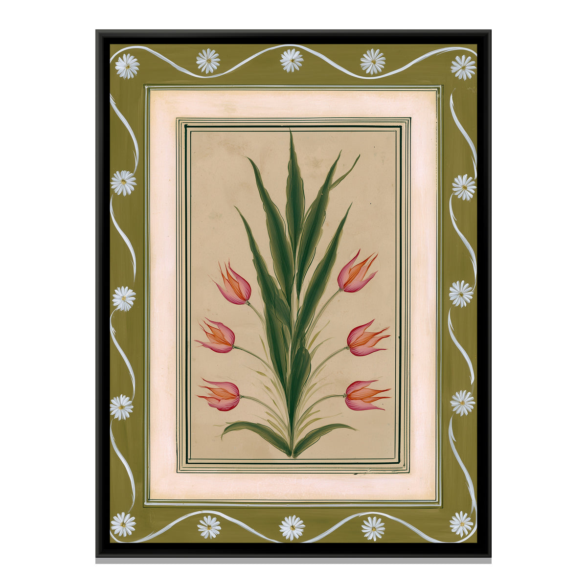 Mughal Tulips — framed canvas print, front view