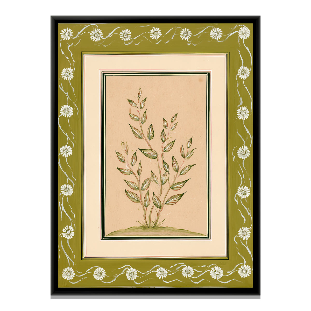 Mughal Botanical Plant — framed canvas print, front view