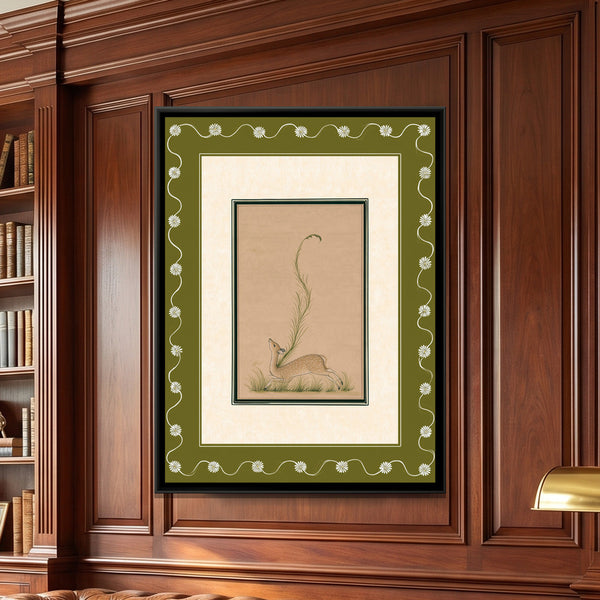 Mughal Deer — framed canvas art hung on a wall