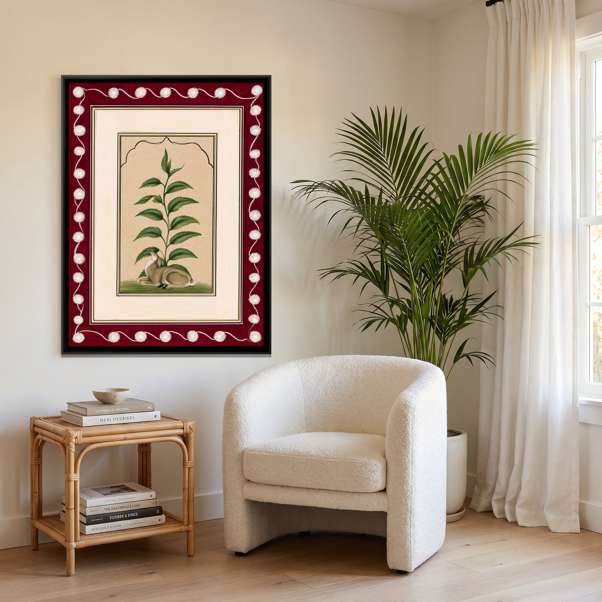 Mughal Deer — canvas art shown in a styled room