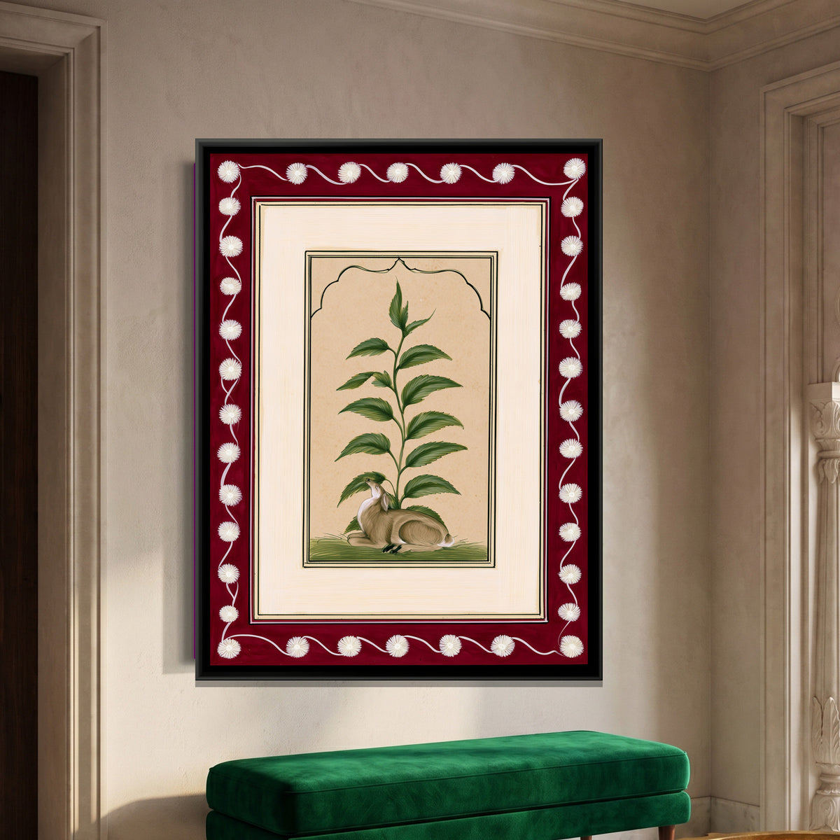 Mughal Deer — framed canvas art hung on a wall