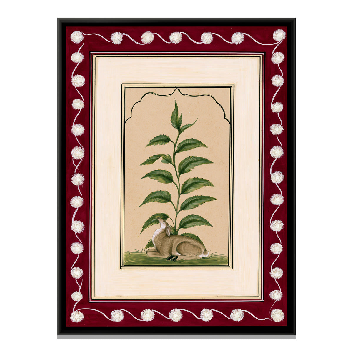 Mughal Deer — framed canvas print, front view