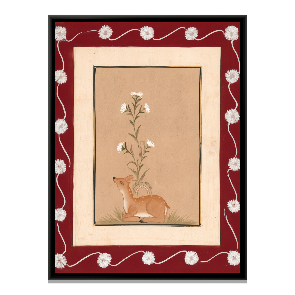 Mughal Deer — framed canvas print, front view