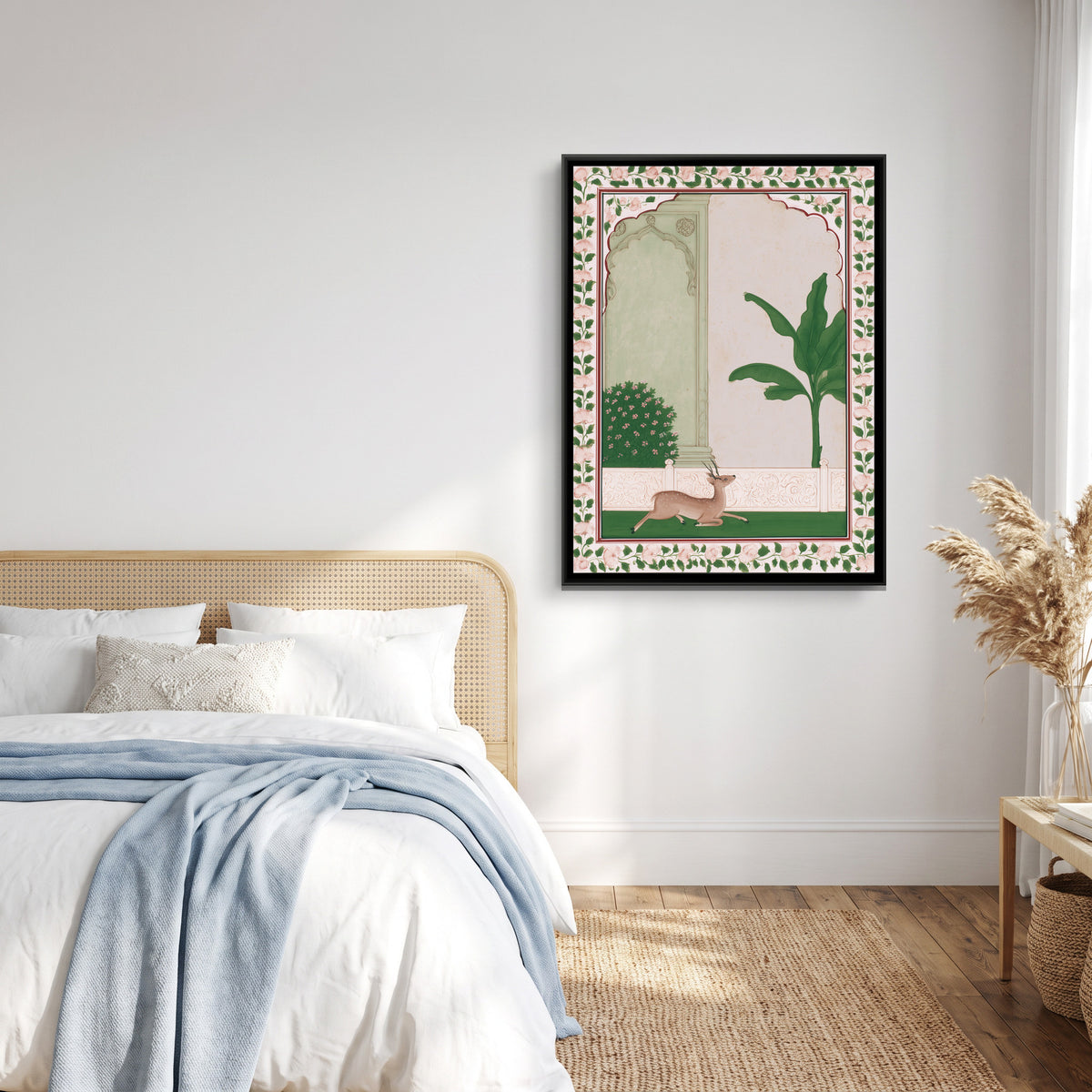 Deer in Palace Garden — canvas art shown in a styled room