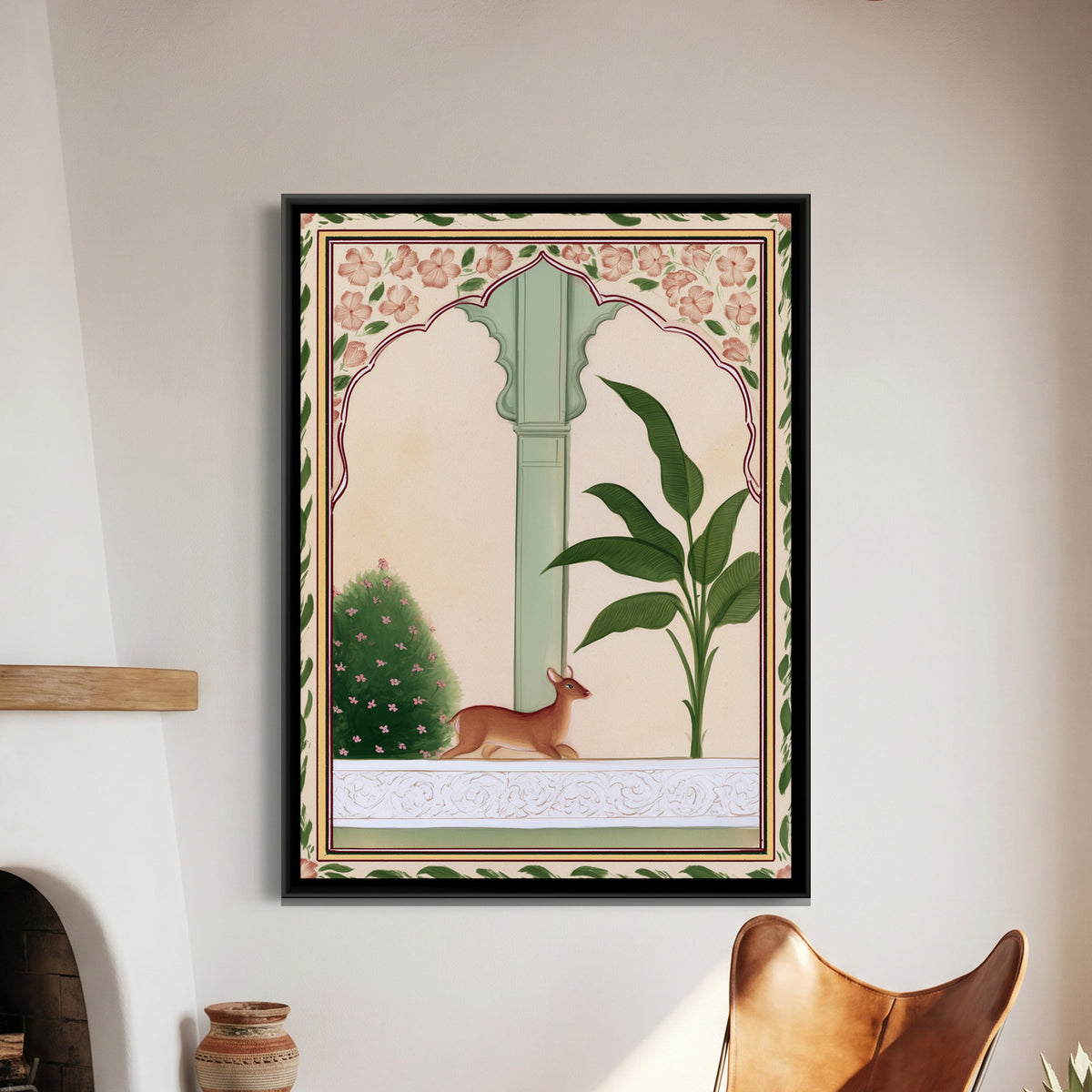 Deer in Palace Garden — framed canvas art hung on a wall