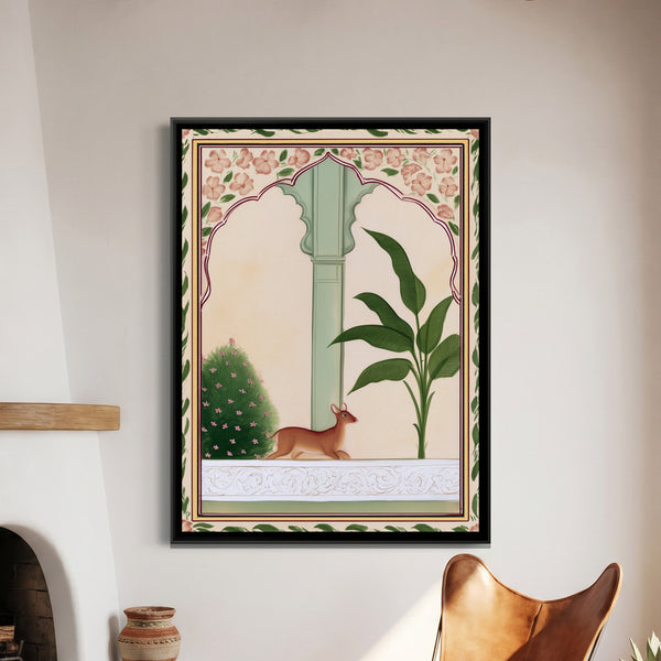 Deer in Palace Garden — framed canvas art hung on a wall