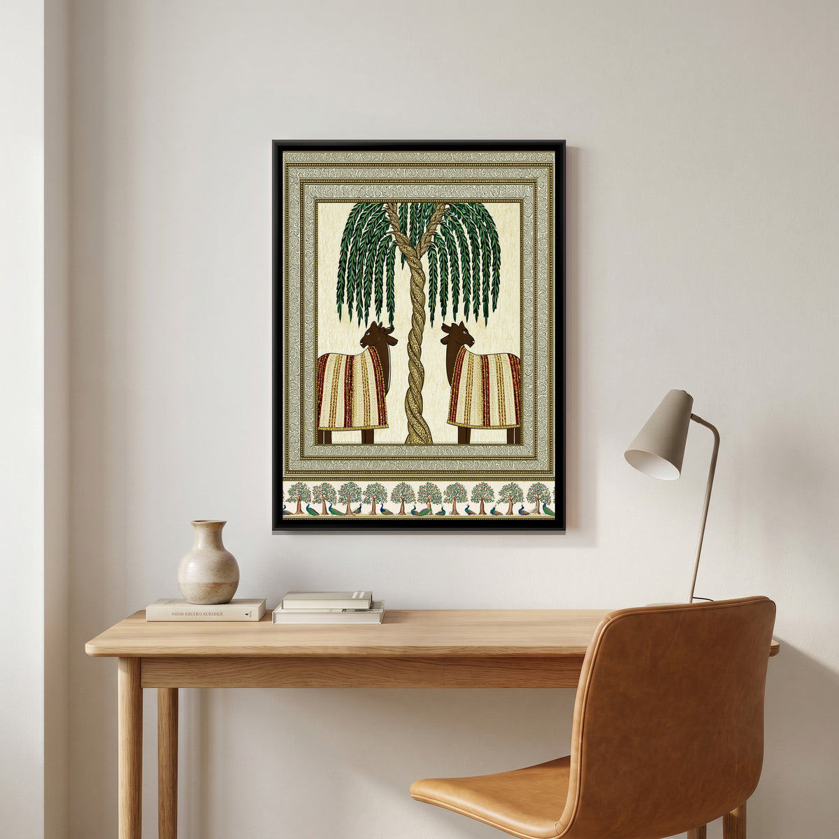 Two Deer Tree of Life — canvas art shown in a styled room