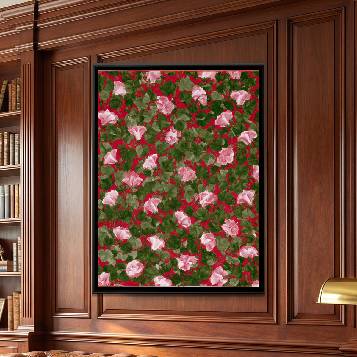 Mughal Hibiscus — framed canvas art hung on a wall