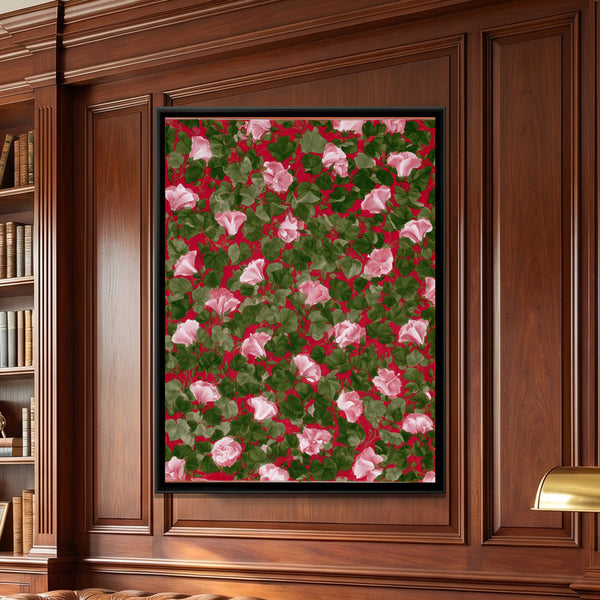 Mughal Hibiscus — framed canvas art hung on a wall