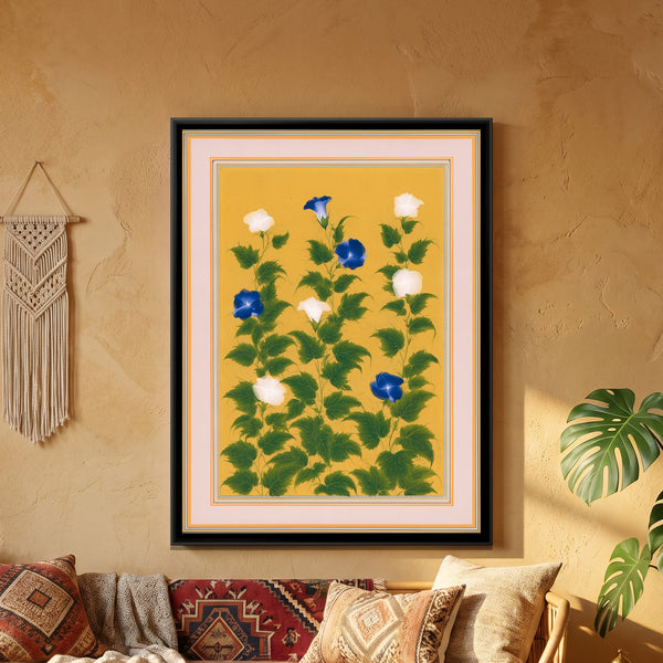 Mughal Hibiscus — framed canvas art hung on a wall
