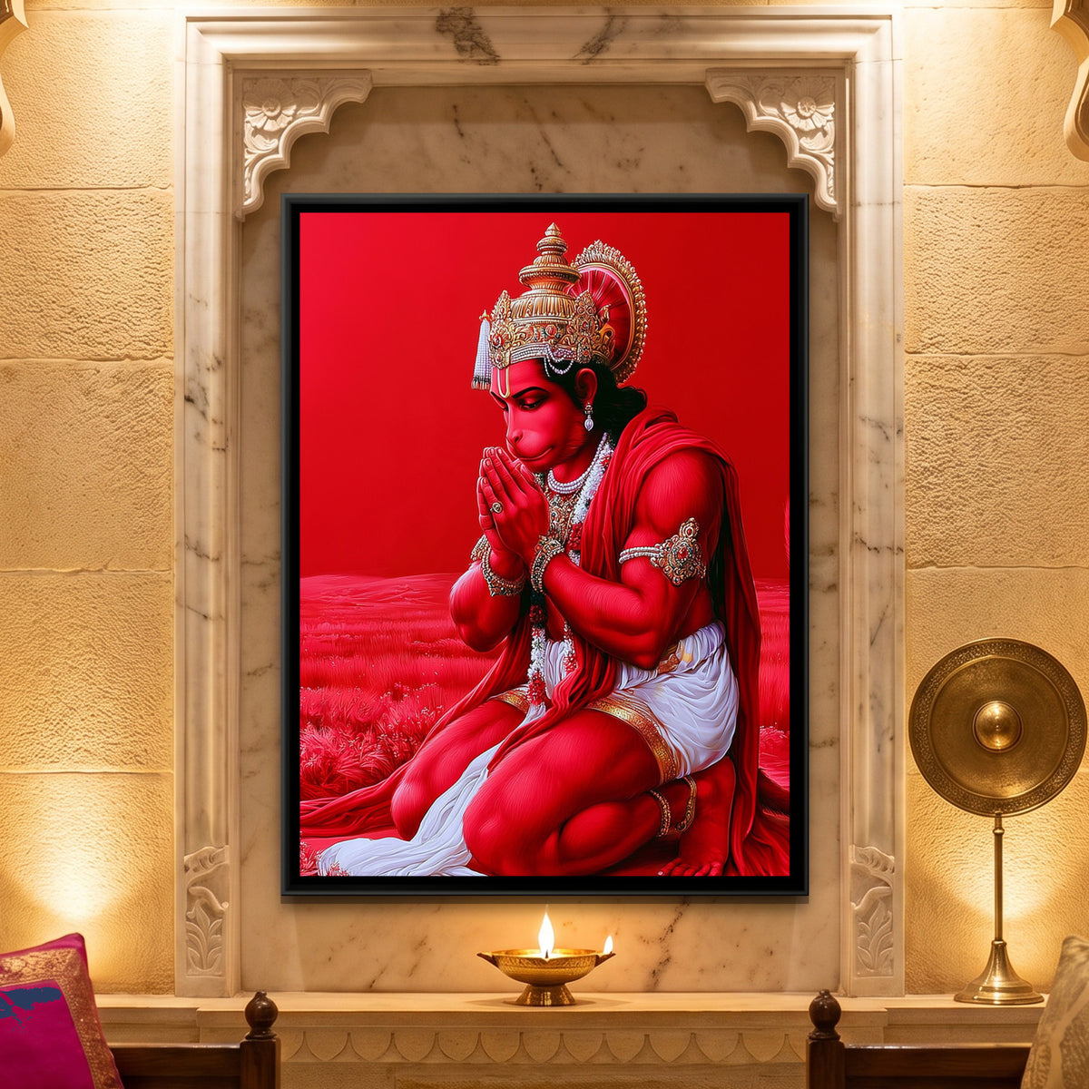 Hanuman Ji — framed canvas art hung on a wall