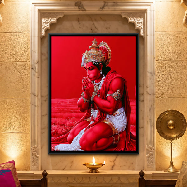 Hanuman Ji — framed canvas art hung on a wall