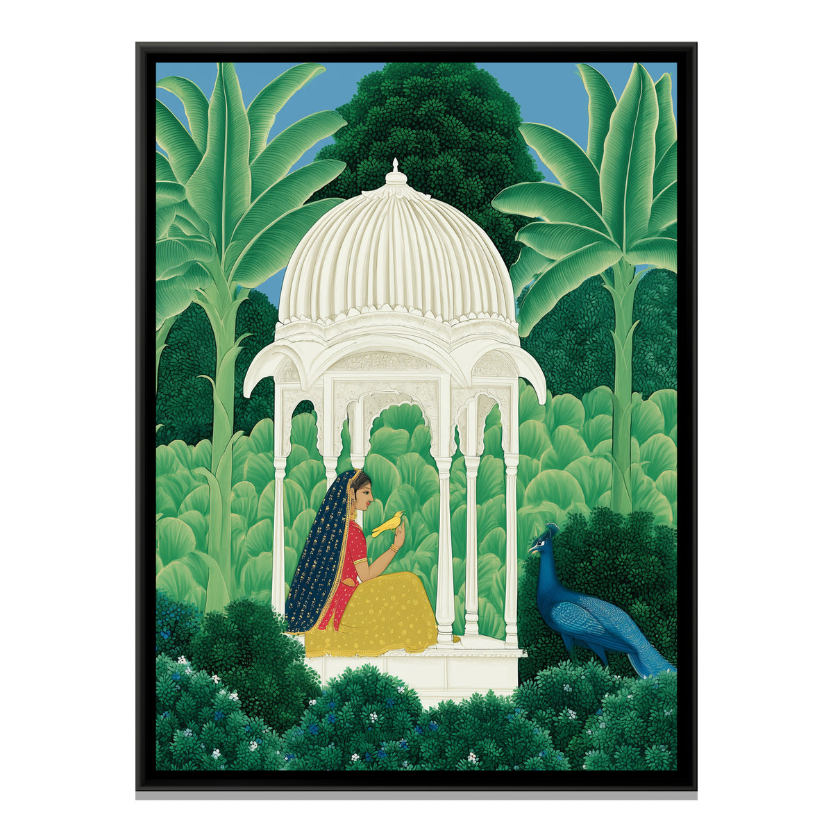 Woman in a Pavilion — framed canvas print, front view