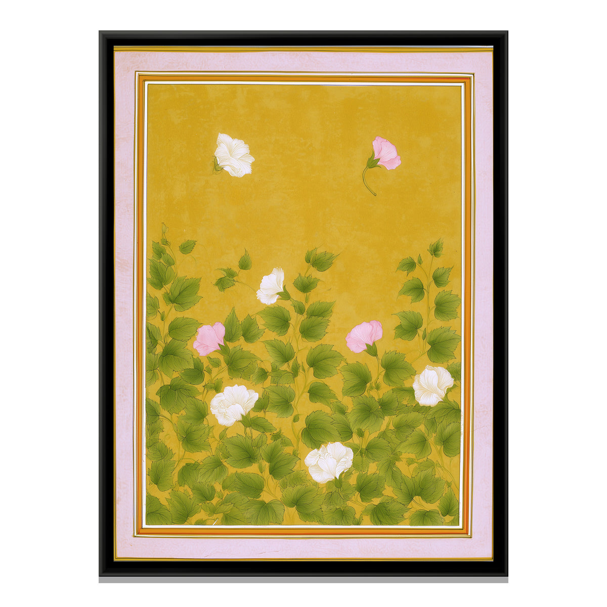 Mughal Hibiscus — framed canvas print, front view
