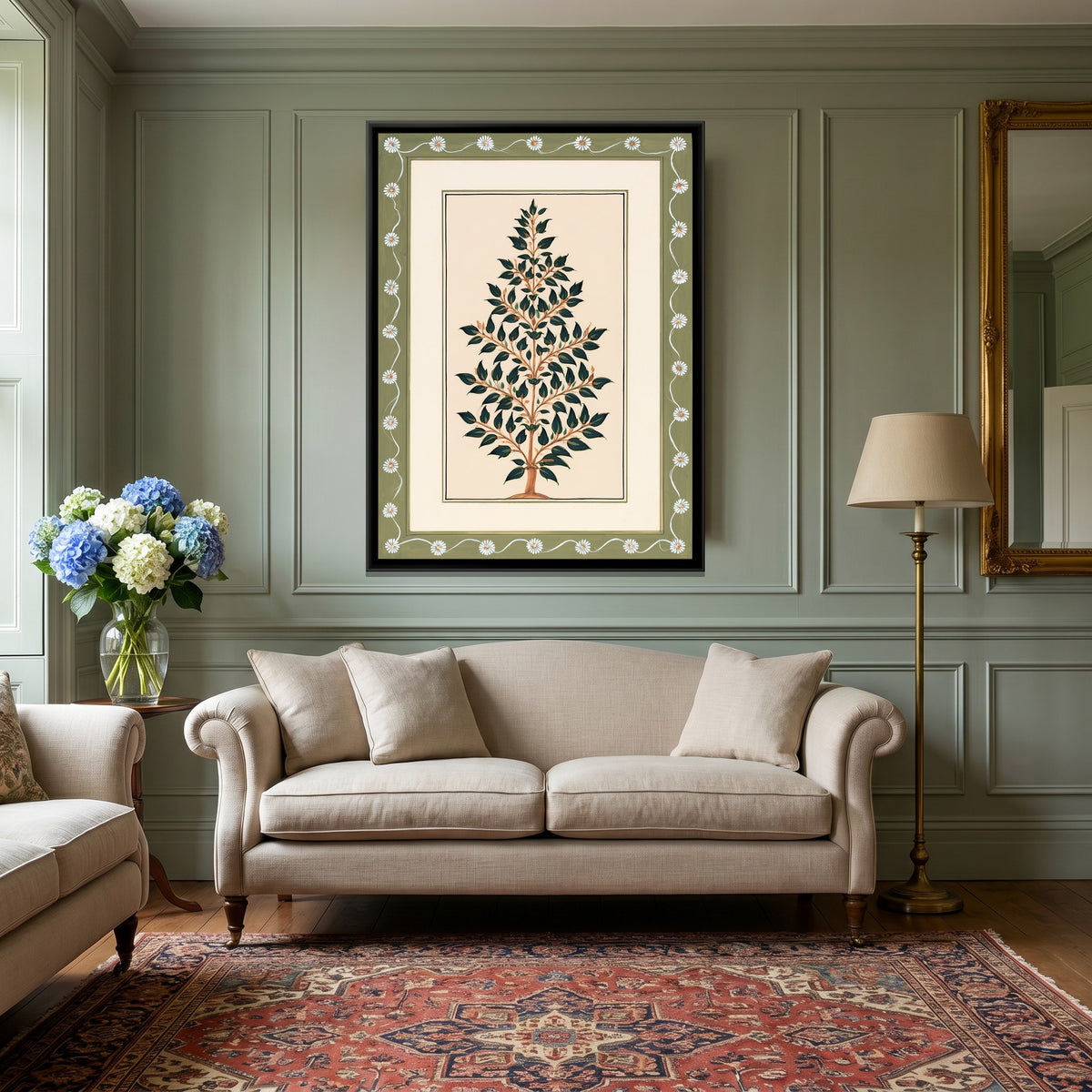 Mughal Tree — canvas art shown in a second room setting