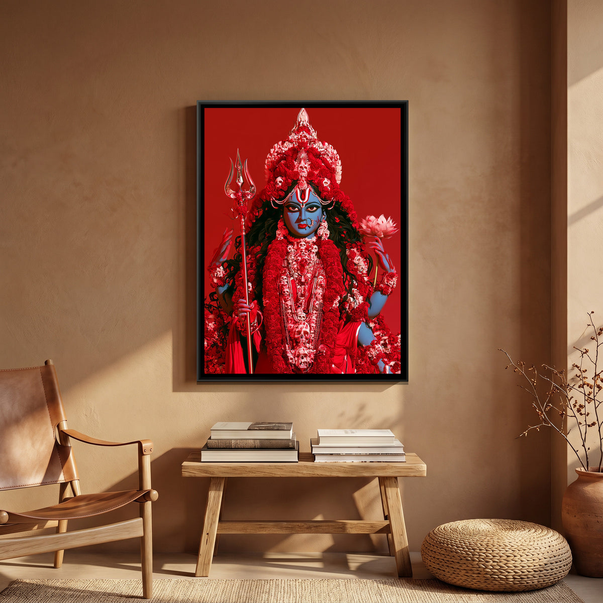 Maa Kali — canvas art shown in a second room setting