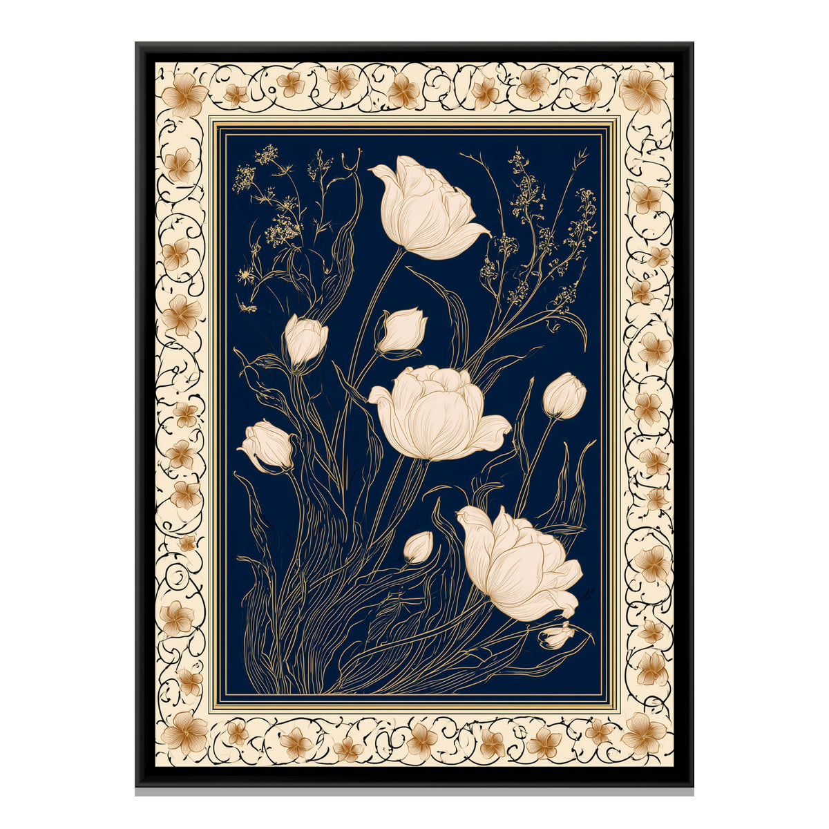Mughal Tulips — framed canvas print, front view