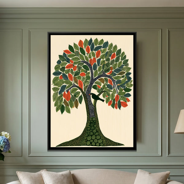 Gond Tree — framed canvas art hung on a wall